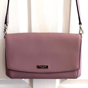 KATE SPADE Mauve Crossbody Bag  Removable Adjustable Strap Gold Chain EEUC Clean